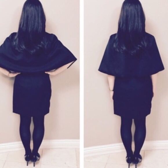 🍸 Black Capelet Tunic Cocktail Dress 🍸 - Picture 4 of 6